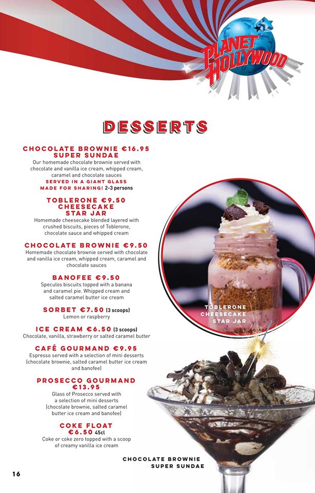 Planet on sale hollywood menu