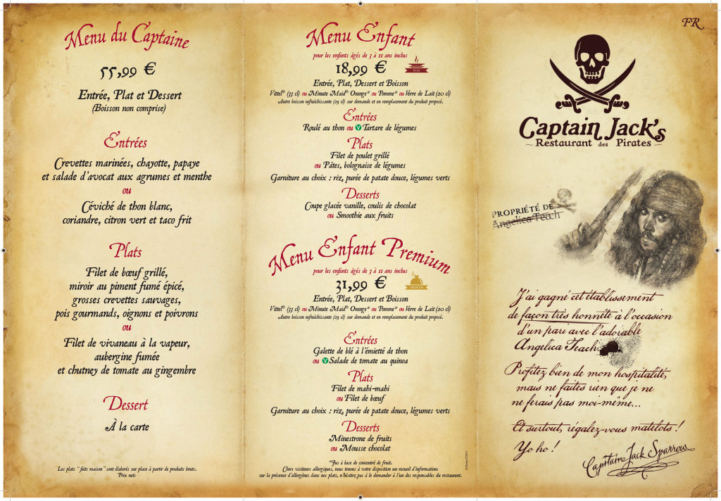 Restaurant Jack Sparrow Menu Restaurant Jack Sparrow Menu