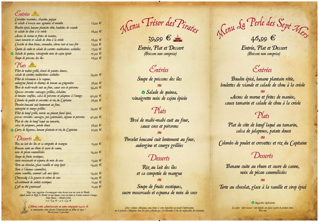 Menu Restaurant Disney Jack Menu Restaurant Disney Jack