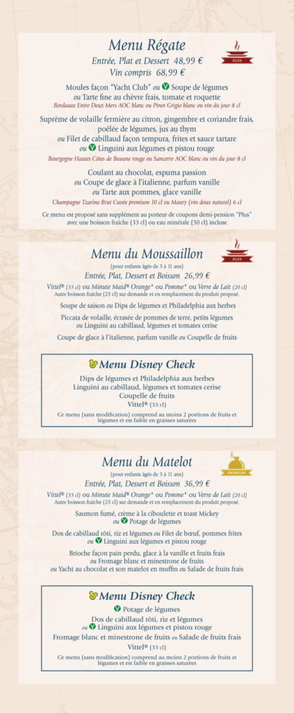 yacht club disney restaurant menu